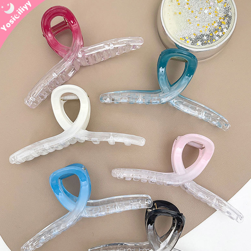 COD Jepitan Hiu Besar Aksesori Rambut Mewah Jepitan Cakar Rambut Silang Gradien-YC