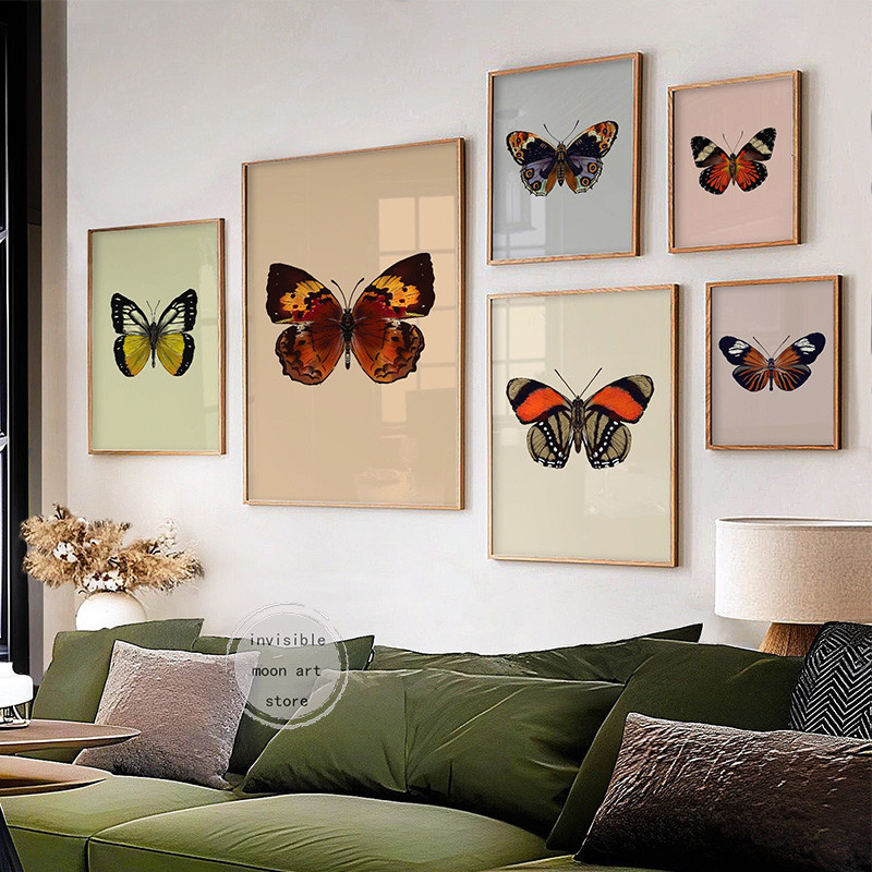 

Vintage Butterfly Colorful Butterfly Gallery Series Animal Art Poster Canvas Painting Wall Prints Picture Living Room Home Decor