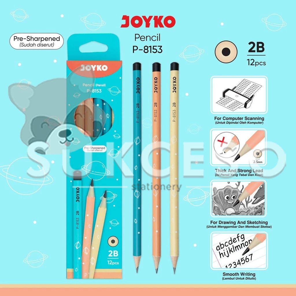 

JOYKO Pencil P-8153 Space Cute Pensil 2B LUSINAN Isi 12 Murah