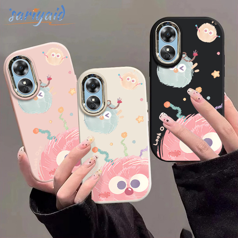 Casing Oppo Kartun tiga bola bulu Soft Case Lucu Chubby Case Fashion Cocok untuk OPPO A16 A16S A54S 