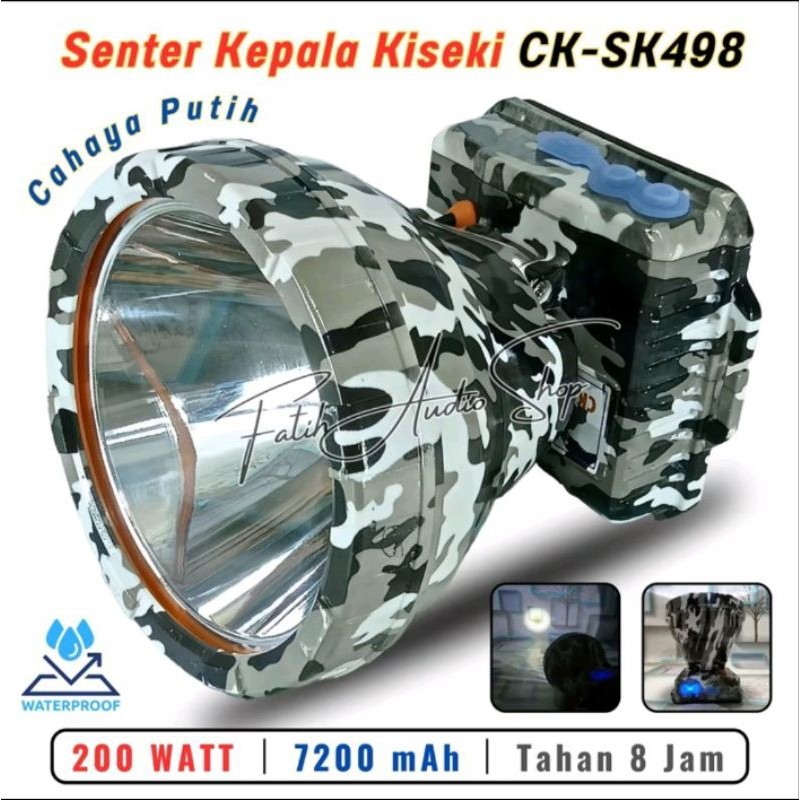 Senter Kepala Jumbo 200Watt ARMY Kiseki Senter Kepala CK-SK 498 Senter Kepala Cahaya Putih 200Watt S