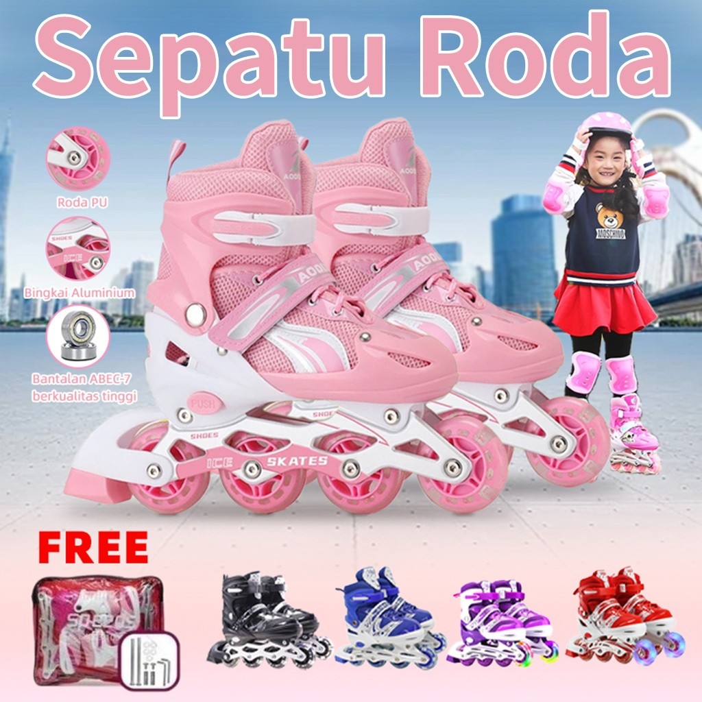 【DELTA】Model Bajaj sepatu roda anak perempuan roda 4 powerslide sepatu roda anak perempuan 5 tahun