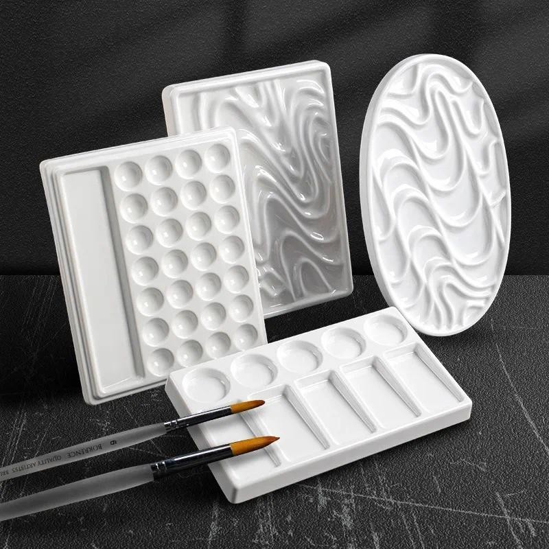 

Imitation Porcelain Watercolor Palette Wavy Shape Easy To Clean Pigment Plate Chinese Painting Professional Art Tools