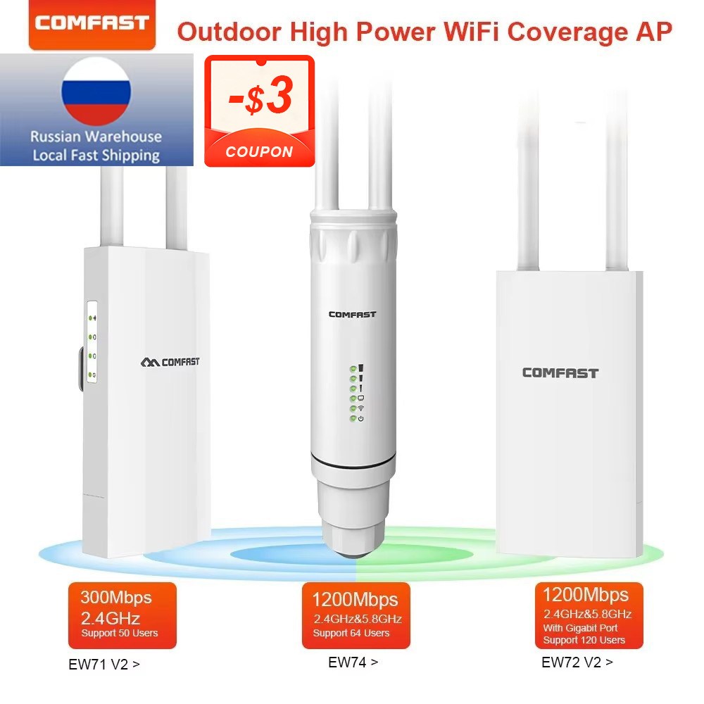 Comfast 300-1200Mbps Wifi AP Outdoor CF-EW71V2/CF-EW72V2/CF-EW74V2  From Russian warehouse