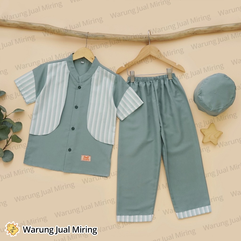 Setelan Anak Baju Koko 0-9 Tahun Celana Panjang Peci Set Sarkoci Kemeja Kurta Laki Cowok Baby Bayi B