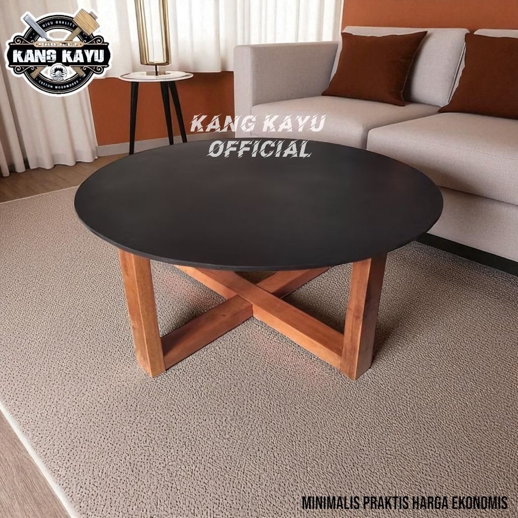Kang Kayu Meja Bulat 50 Cm Minimalis Meja Bundar Aesthetic Meja Bulat Ruang Tamu Tinggi 40 Cm