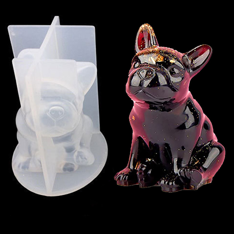

1PCS Crystal Epoxy Resin Molds 3D French Bulldog Silicone UV Resin Mould Handmade DIY Home Crafts Car Decorations Accessories