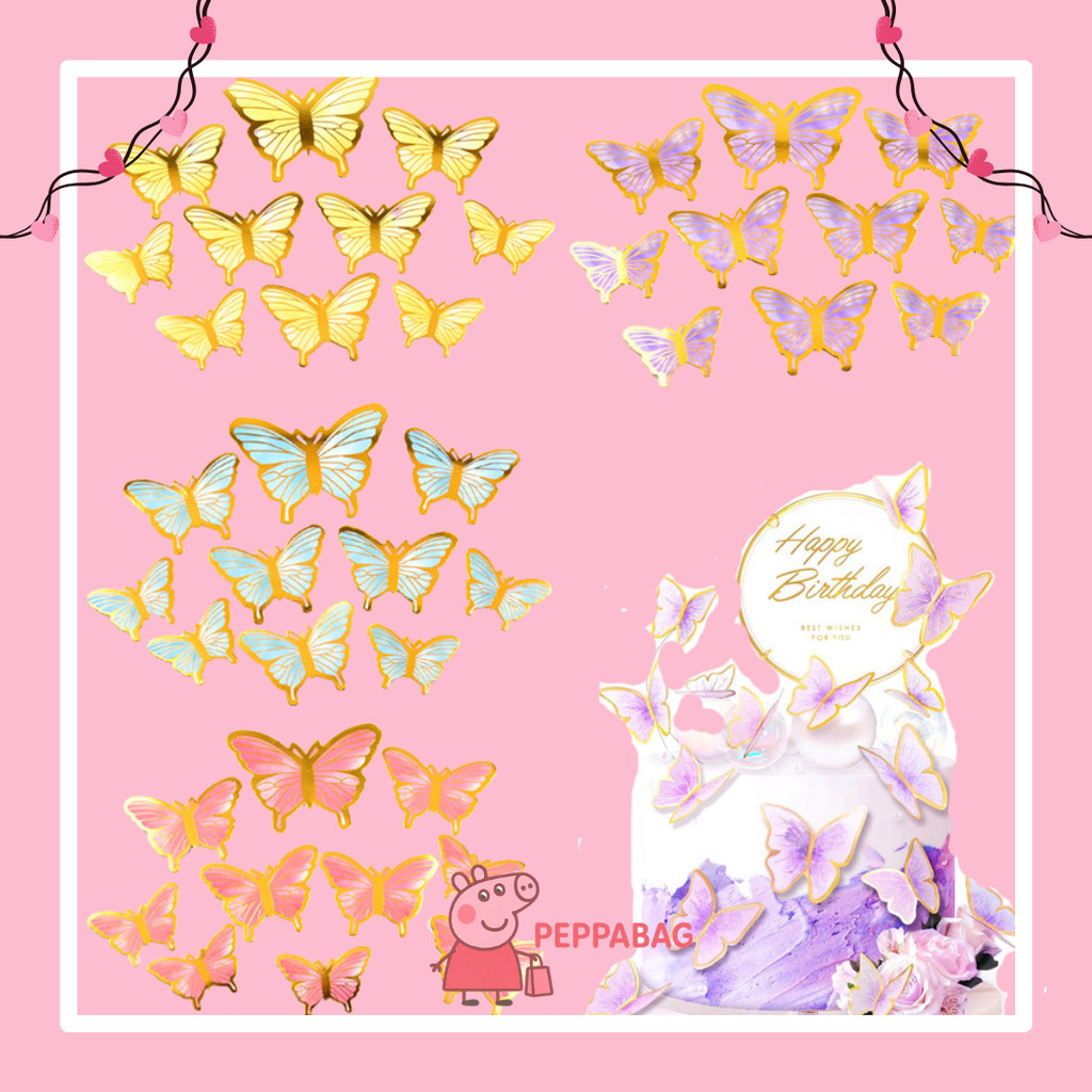 

10 PCS Kupu Kupu Cnatik Pemanis Buket / Kue Cake Topper Birthday Butterfly Hiasan Kue - ES0635