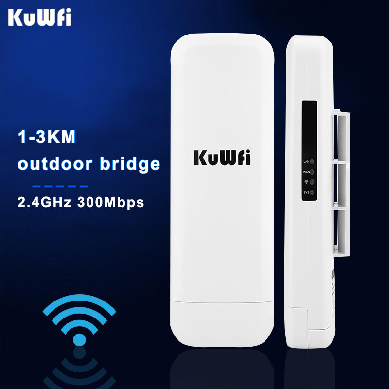 KuWFi 300Mbps Wifi Repeater Wireless 2.4G Outdoor WI FI Router Point to Point Wifi Signal Amplifier 