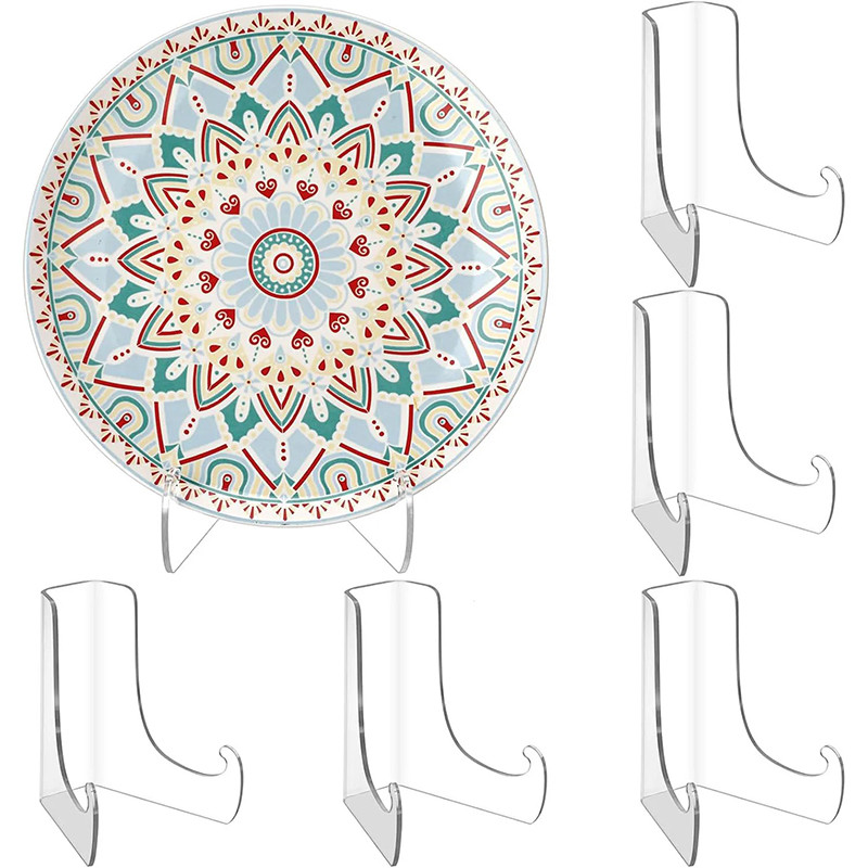 

Clear Acrylic Plate Stand Countertop Tea Brick Book Magazine Painting Collection Artwork Display Holder Plates Bowls Rack Easel