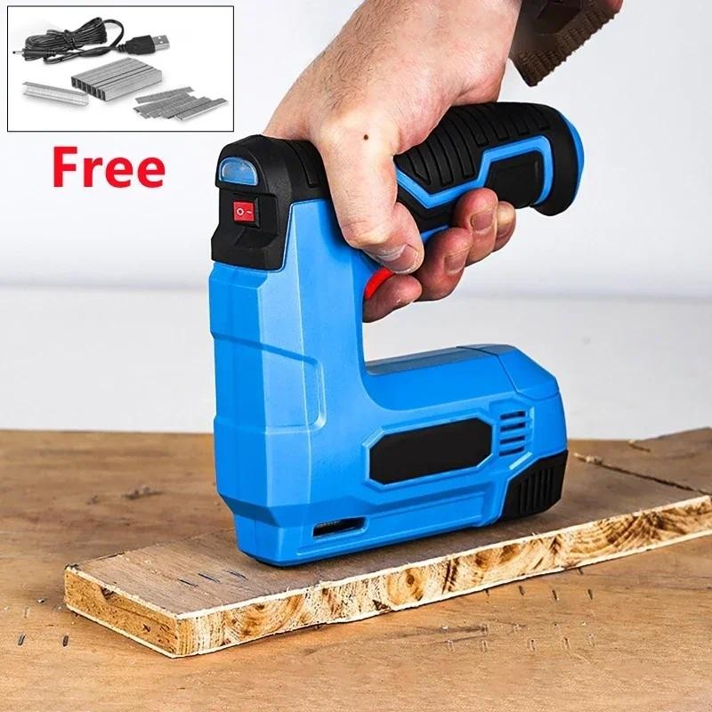 

Electric Stapler Lithium-ion CordlessNail Gun Staple Gun Nailer Stapler Furniture DIY Tool Wood Frame Multitool Nail Stapler Gun