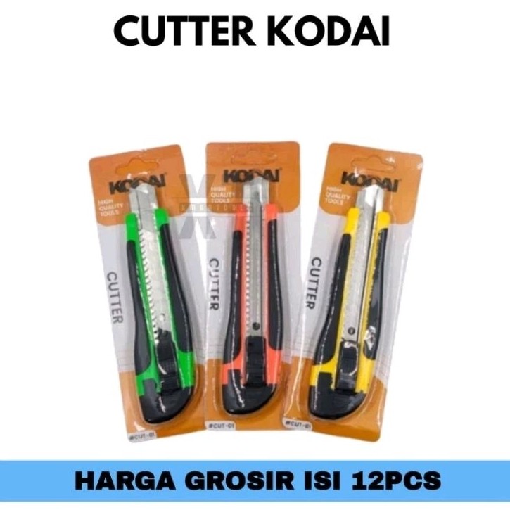 

GROSIR 1BOX 12PCS CUTTER besar gagang karet auto lock / Pisau cutter KODAI
