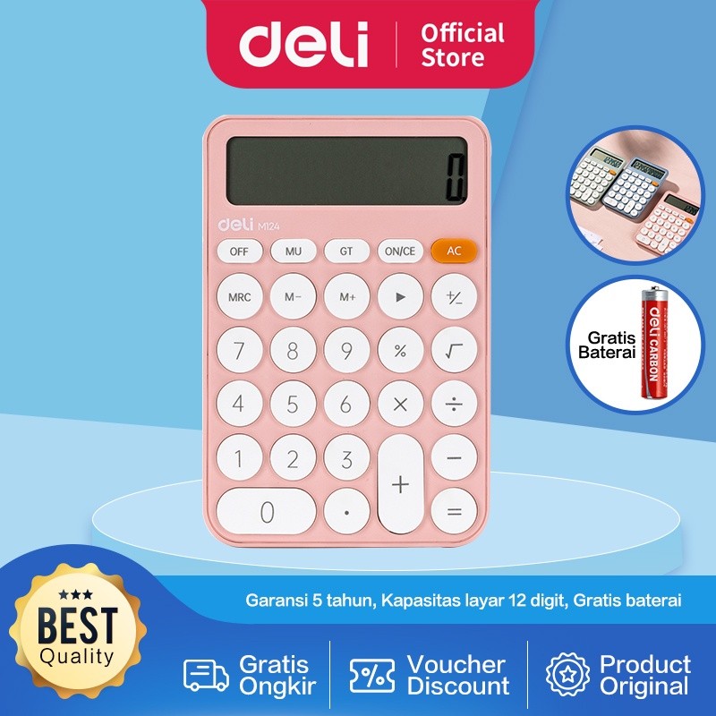 

Deli Calculator / Kalkulator Portable Garansi 5 Tahun Warna Pastel EM124