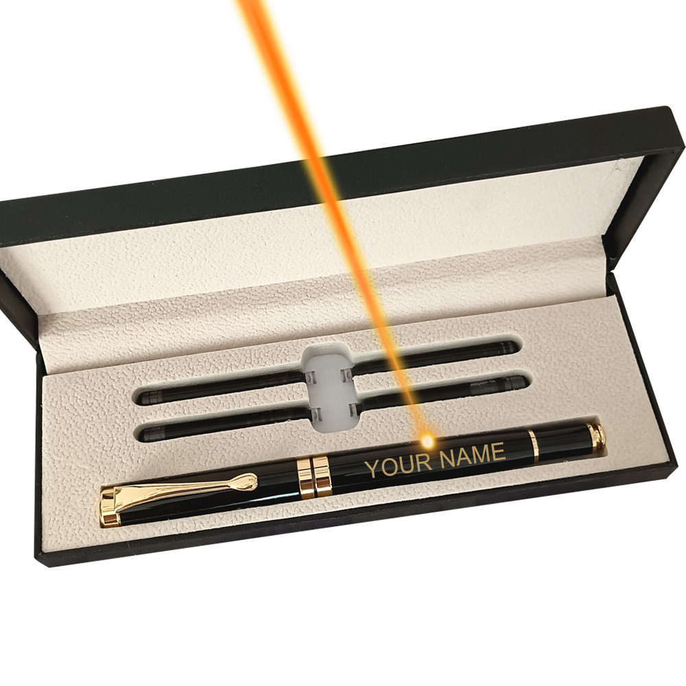 

Custom Engraving Fountain Pen Ink Box Set Golden Text School Supplies Stationery Men Luxury High Quality Writing Office Pretty