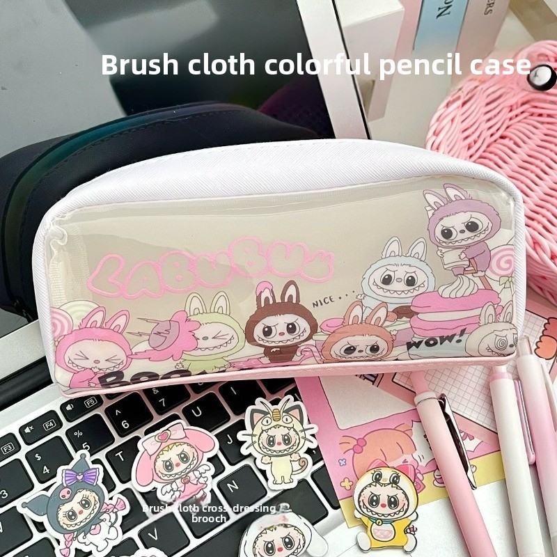 

New Pencil Bag Transparent Cartoon Large Capacity Pencil Case Stationery Storage Bag School Supplies Starter's Gift
