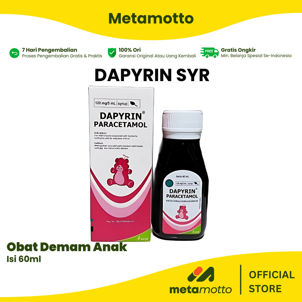

Dapyrin sirup 60ml - sirup pereda demam - obat turun panas - obat sakit kepala - Metamotto Setia