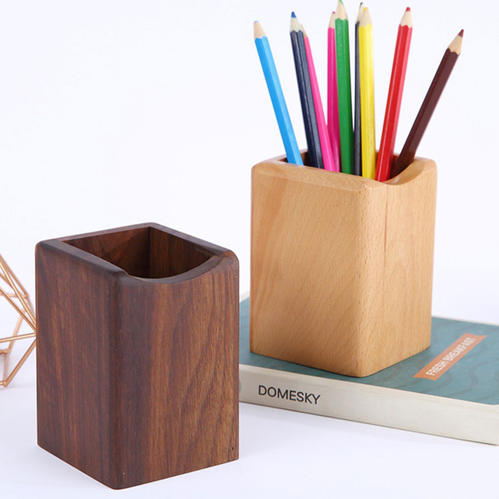 

Wood Multi-Function Pencil Pot Lightweight Bamboo Pen Holder For Office Desks Eco-friendly