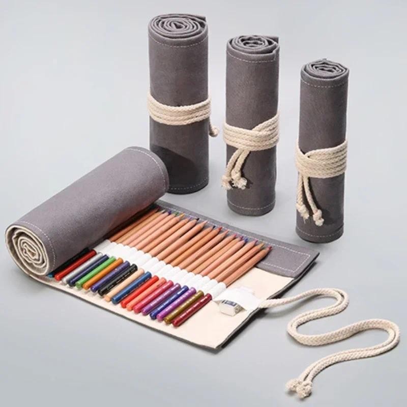 

Pencil Case School Supplies student Art Pen Bag Pouch Canvas Pen Wrap Roll Makeup Cosmetic Brush Pen Storage Stationery
