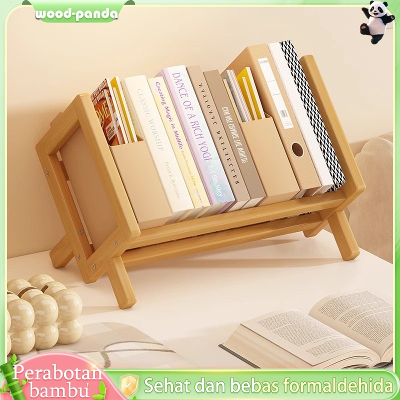 

wood panda Rak Buku Minimalis Aesthetic Tempat Buku Desktop Organizer File Serbaguna Box File Rak Buku