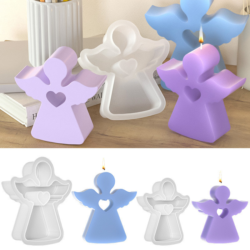 

Cute Angel Candle Silicone Mold Gypsum Car Mounted Incense Expanding Gypsum Decoration Mold Heart Angel Aromatherapy Candle Mold