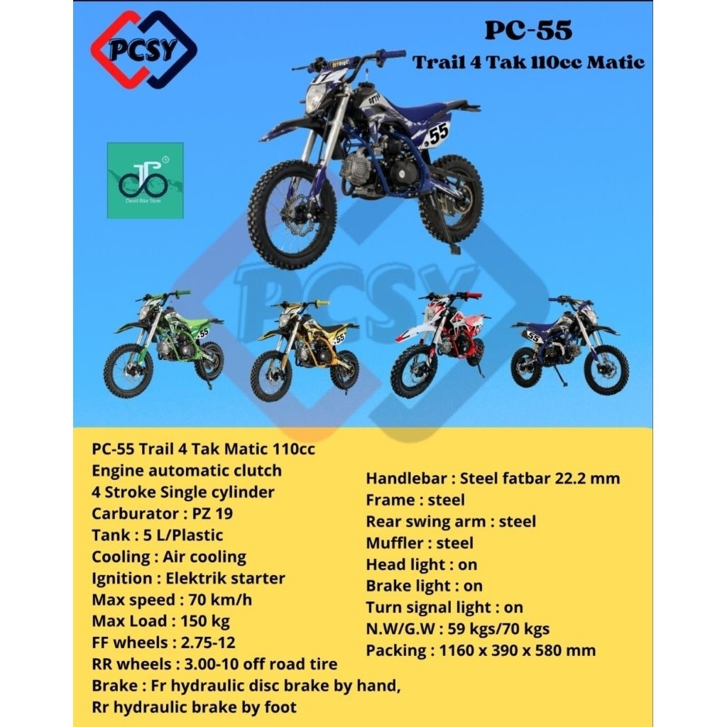 Minimotors Medium Trail PCSY PC-55 4tak 110cc Matic NEW (PC55) PC 55