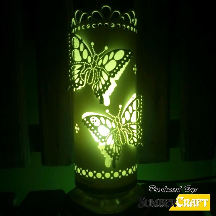 Lampu Hias Tidur Unik Motif Kupu-Kupu Timbul Bahan pipa pvc Handmade - kuning, Diameter 9 cm Free ka