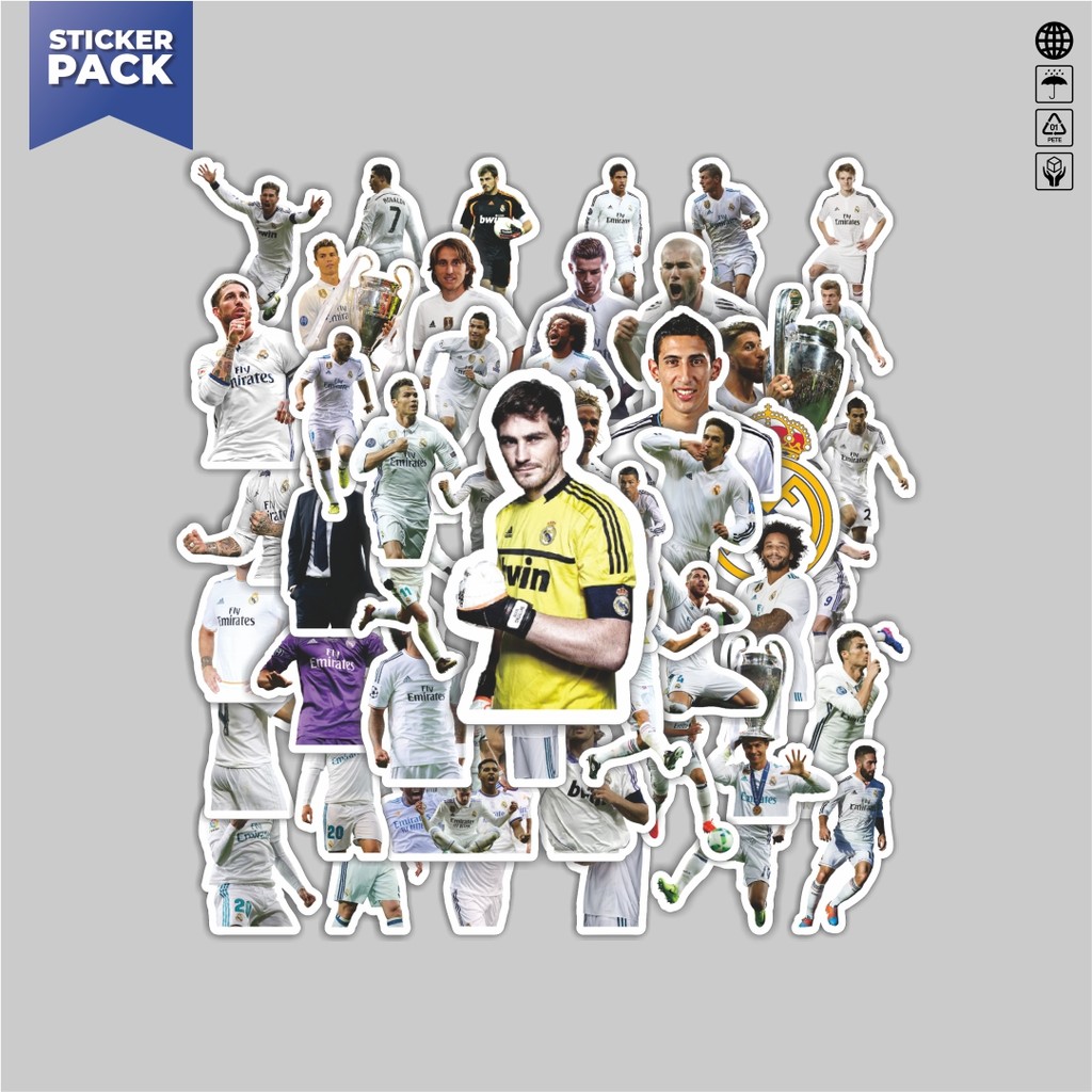 

[100PCS]Stiker Pack Stiker Football Series Real Madrid FC Aesthetic Vinyl Anti Air Dekorasi Sticker Laptop Buku Journal Koper Helm Casing HP Gitar Helm Skateboard