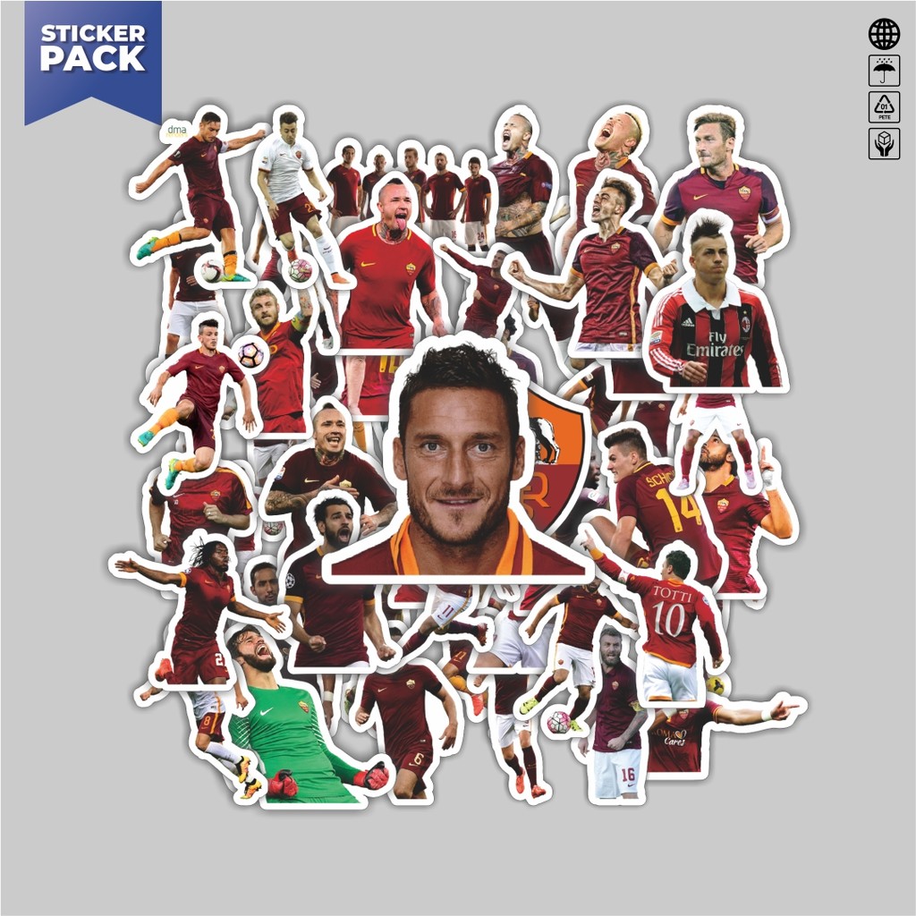

[100PCS]Stiker Pack Stiker Football Series AS Roma Aesthetic Vinyl Anti Air Dekorasi Sticker Laptop Buku Journal Koper Helm Casing HP Gitar Helm Skateboard