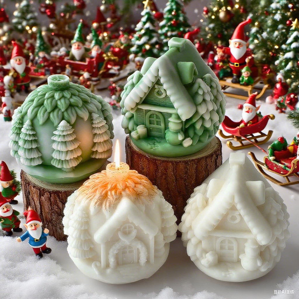 

House Aromatherapy Candle Silicone Mold DIY House Shape Plaster Ornament Mould for Festival Decoration