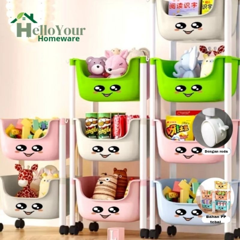 

Rak Susun Dapur/ Rak Kamar Mandi Rak Tingkat Penyimpanan Buku Mainan Anak Rak Dorong Serbaguna