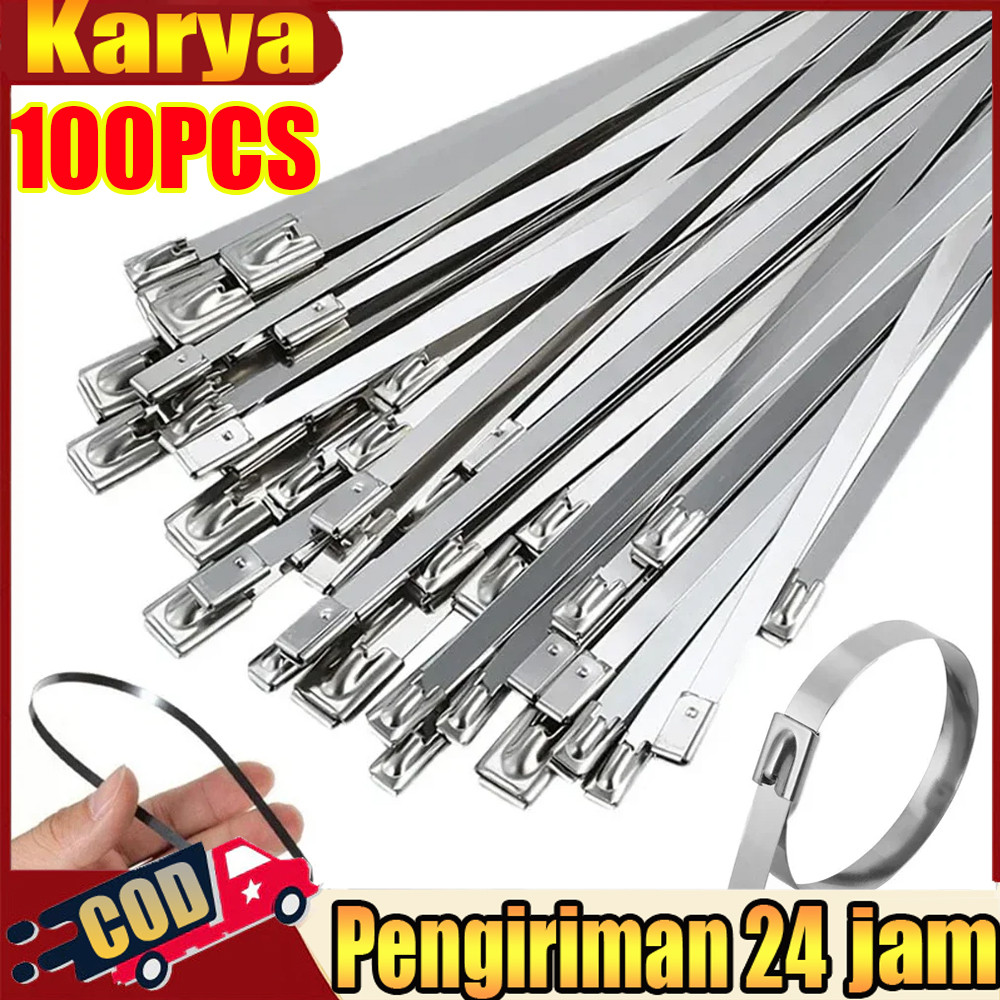 

(100 Pcs ) Kabel Ties Stainless Tali Besi Anti Karat 304 / Cable Ties ikat besi Kabel Metal Tie lock