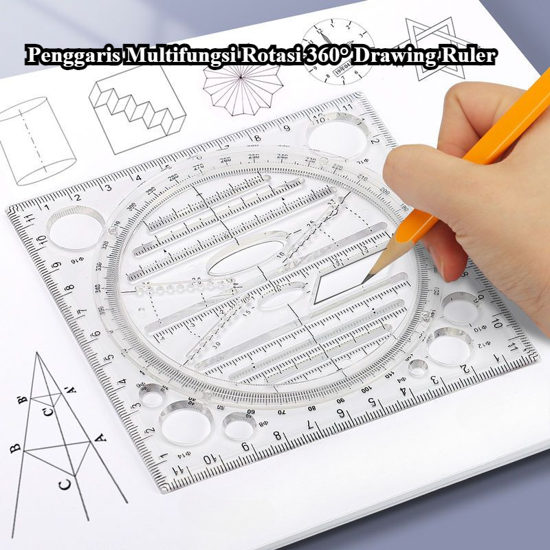

Penggaris / Mal Putar Gambar Geometris / Bentuk / Bangun Datar / Ruang / Lingkaran / Bulat / Sudut / Busur Derajat / Jangka / Multifunction Geometric Ruler Samoyed GRL-12