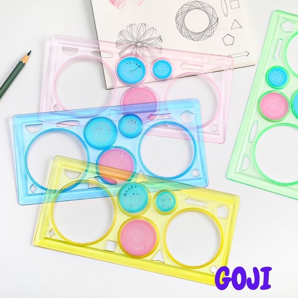 

GOJI Penggaris Spiral Kreatif Pola Geometris Bahan Plastik Ruler Rotary MO