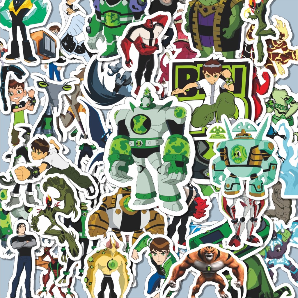 

100PCS Lucu Stiker Kartun Series Ben Ten Karakter Mix 6 Stiker Aesthetic Stiker Anti Air Stikers Berperekat Waterproof sticker decal buat Motor Helm Buku Journal Koper Casing HP Laptop Botol Minum Hadiah anak