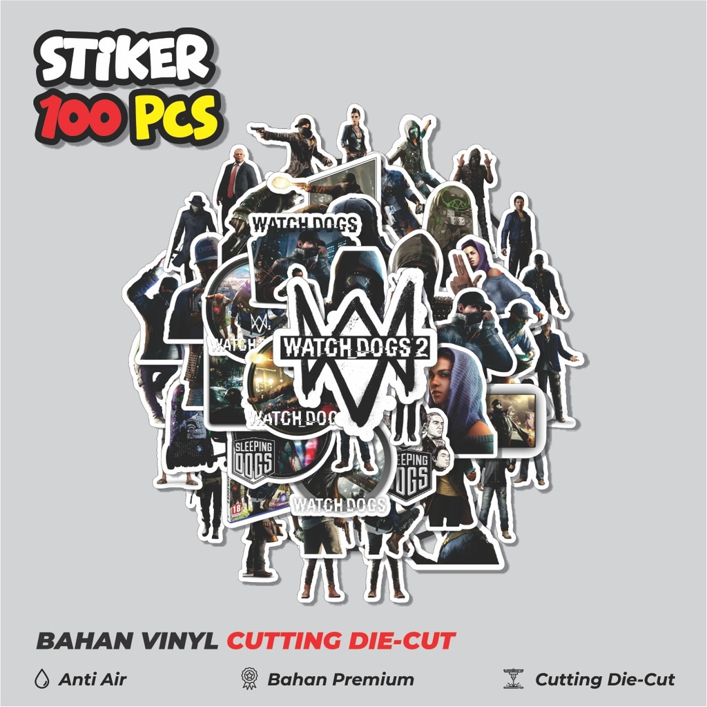 

Terbaru! 50 pcs Stiker Game Series Watch Dog's Dekorasi Lucu Kreatif untuk Notebook, Skateboard, HP