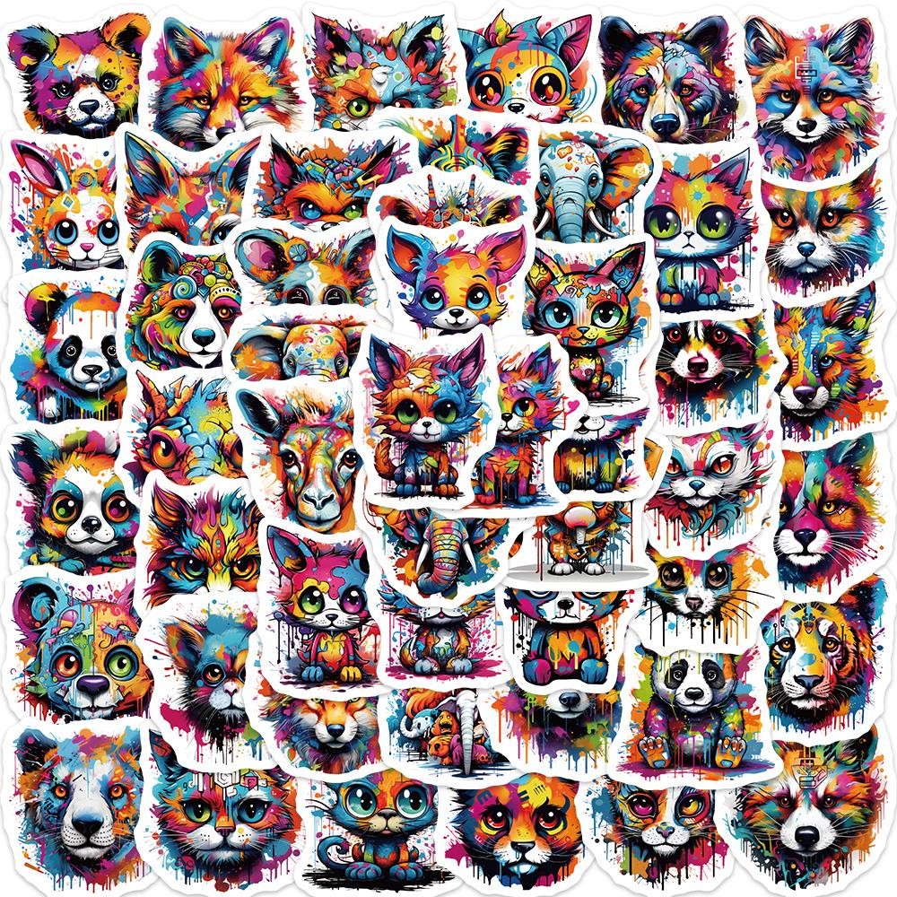 

50pcs Cartoon Colorful Animal Aesthetic Graffiti Stickers Luggage Skateboard Laptop Guitar Sticker Decals Toys
