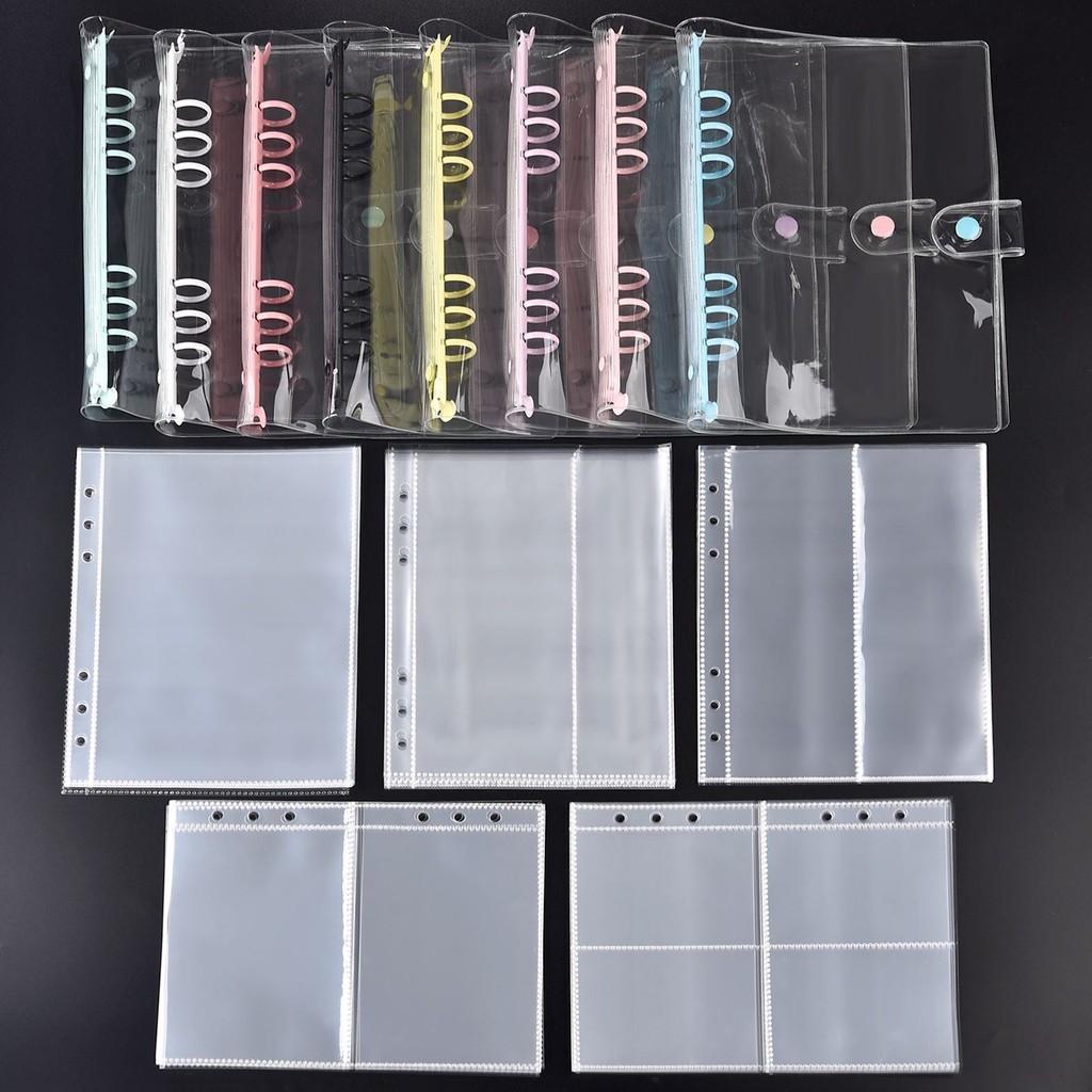 

A5 Transparent 6-Hole Strap Storage Clip Storage Bag For Cutting Dies Stamps Organizer Holders Cardstock Envelopes Scrapbooking