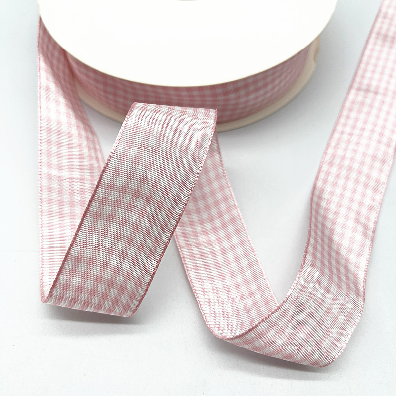 

5yds 10mm 15mm 19mm 25mm light pink Lattice Plaid Polyester Ribbons Bow Ribbon Gift Wrapping Christmas Ribbon DIY Handmade Craft