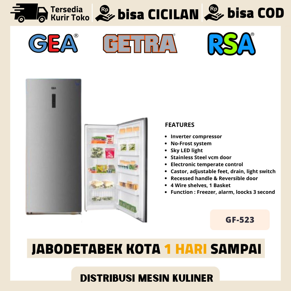 Kulkas 1 Pintu Gea Gf 523 Upright Freezer Inverter Garansi Resmi