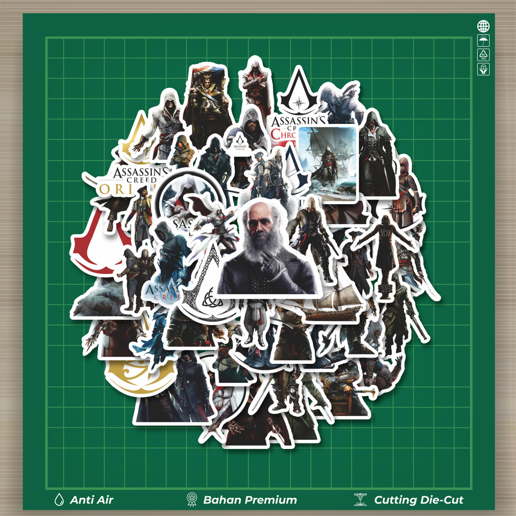 

HOT 50 PCS STIKER Game Series Assasin's Creed Universe Mix 2 Fashion Cars Decal Dingin Kartu Album Custom Vinyl Anti Air- Sticker Aesthetic Buku Journal Koper Casing HP Tablet Laptop Helm Motor Botol Minum