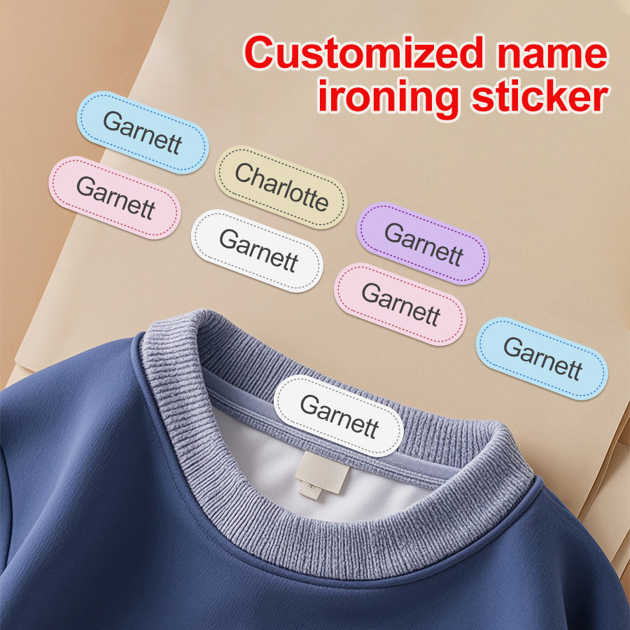 

Custom Waterproof Stickers for Clothing-Multilingual Kids Name Labels, Iron-On Personalized Tags for School & Travel Essentials