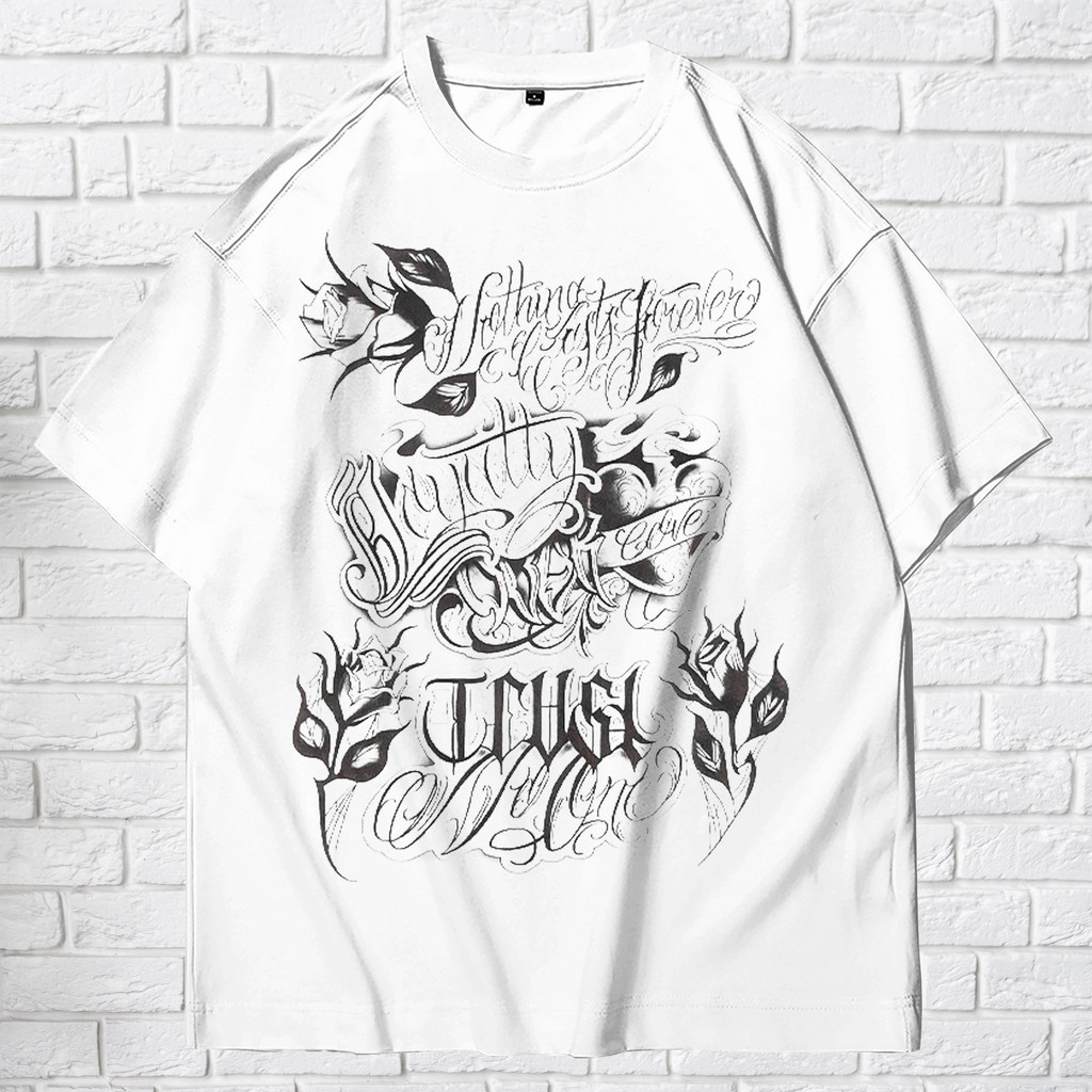 [HOT] Kaos Tato Lukis Tangan Seni Unik - Oversize Pria Wanita Kaos Pendek