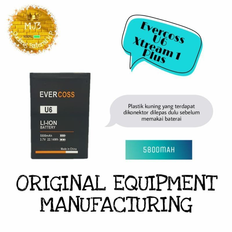 Baterai Evercross U6/U6 Prime/M55B Original & Double Power