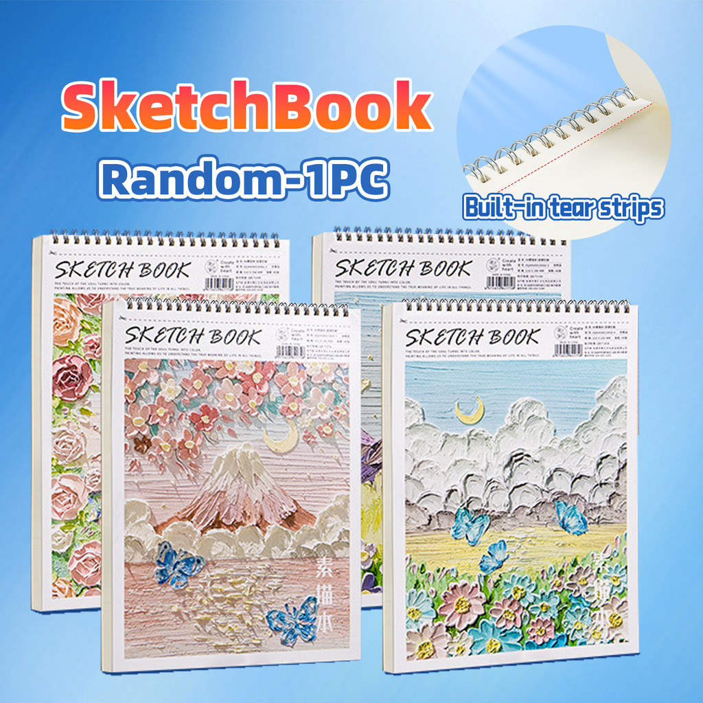 

Sketchbook a4 Melukis Buku Gambar Vertikal Jilid Spiral tebal Aesthetic 40 Lembar Sketsa