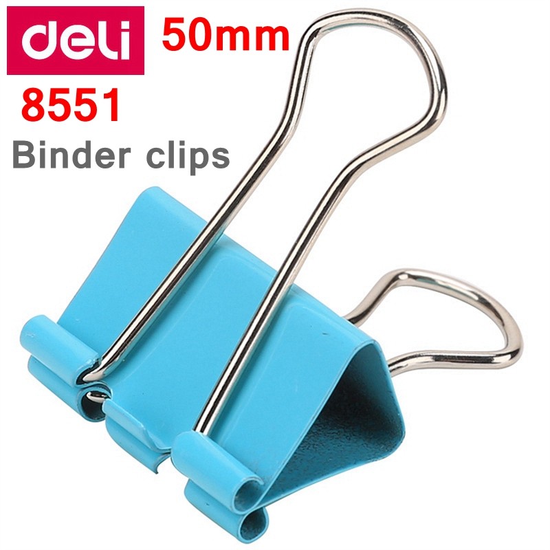 

12PCS/BOX Deli 8551 binder clips 2" (50mm) color clips paper documents clips