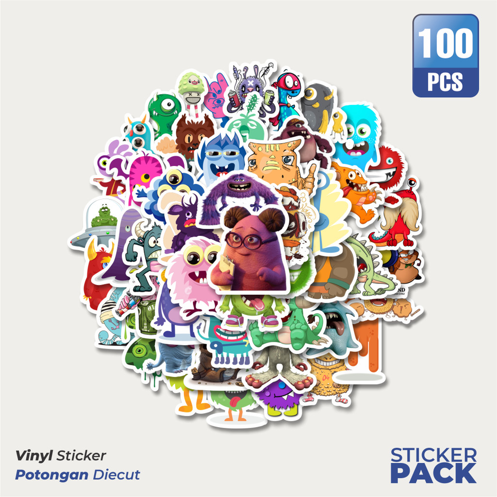 

MURAH 100 PCS Stiker Monster Art Illustration Karakter Mix 4 Waterproof Aesthetic- Untuk Laptop, Motor, dan Helm - Paper Stationery Pack