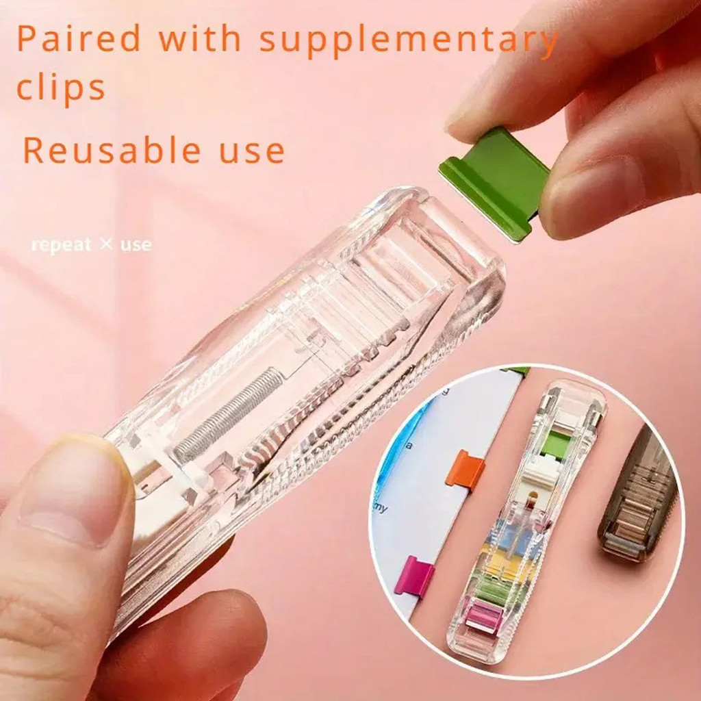 

2pcs Clip Pusher Stapler with 100pcs Push Clip Binder Clips，Modern Stapler Push Clamp Office Paper Clip