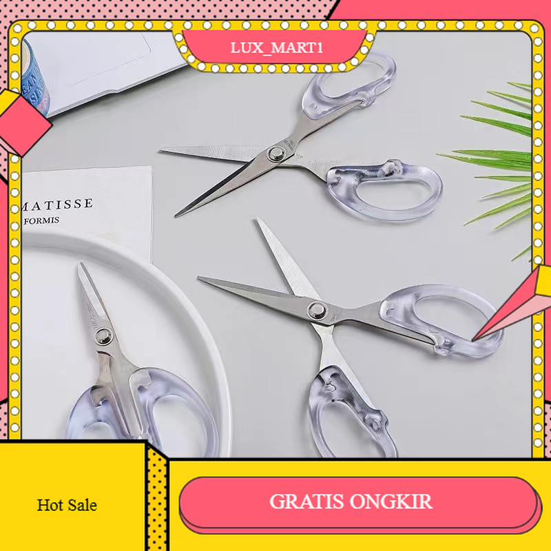 

【LUX_M1】HOT SALE!!! Gunting Kertas Bening Stainless Steel Scissors Perlengkapan Kantor Sekolah