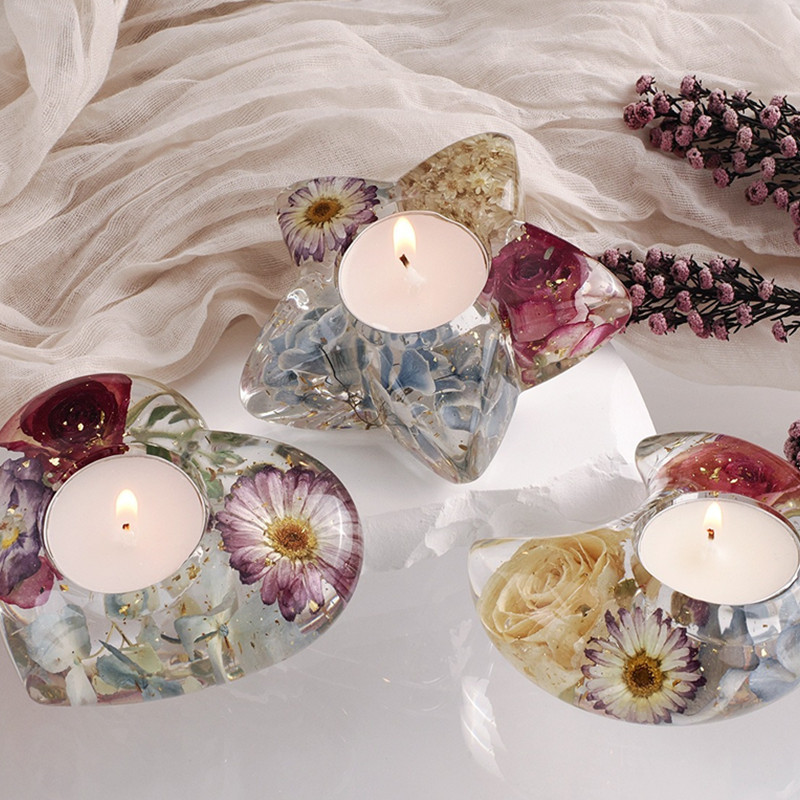 

DIY Crystal Dropping Gel Moon Love Star Candlestick Aromatherapy Candle Gypsum Epoxy Resin Silicone Mold
