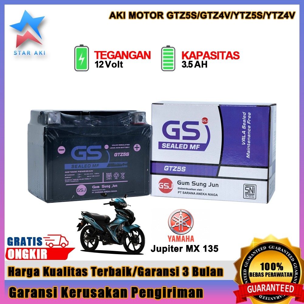 Aki Motor Yamaha New Jupiter MX 135 Aki Kering Accu Kering MF GTZ5S